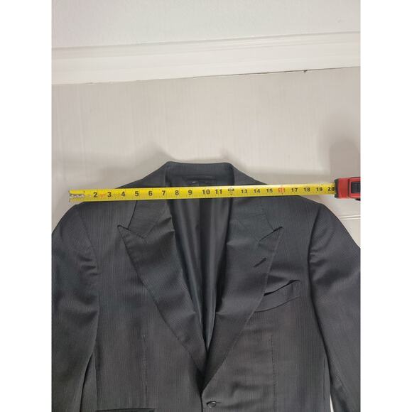 Tom Ford Blazer Mens SZ 52R (US 42) 100% Wool Black Gray Pinstripes Switzerland - Picture 12 of 16